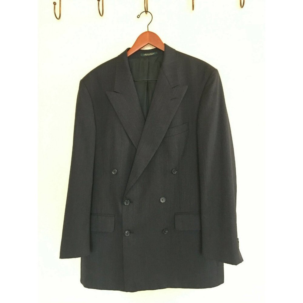 Cachet Men's Pure Wool Suit blazer Jacket Made In Canada Dark Gray Size: 44T